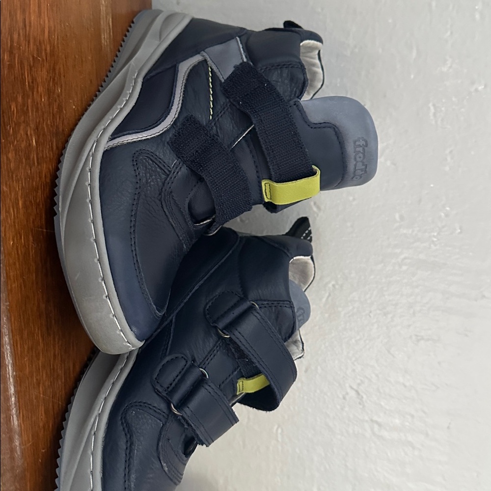 Froddo Navy Leather High Top Sneakers Hook Loop Closure Kids Size 34(US 3 Youth)